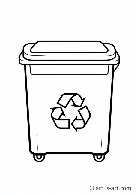 Página para Colorir de Lixeira de Reciclagem
